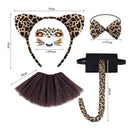 Girls Animal Cosplay Party Leopard Plush Ear Headband Temporary Tattoo Tail - AwwwCos