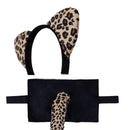 Girls Animal Cosplay Party Leopard Plush Ear Headband Temporary Tattoo Tail - AwwwCos