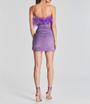 Girls Sequin Bodycon Sparkle Party Ruched Velvet Splice Furry Dance Dress