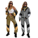 Gold Silver Color Block 2 Piece 80s Retro Hip Hop Disco Tracksuit Jacket Pants - AwwwCos