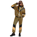Gold Silver Color Block 2 Piece 80s Retro Hip Hop Disco Tracksuit Jacket Pants - AwwwCos