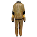 Gold Silver Color Block 2 Piece 80s Retro Hip Hop Disco Tracksuit Jacket Pants - AwwwCos