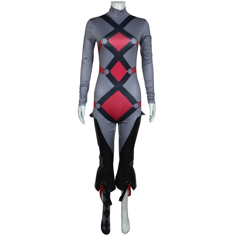 Gotham Knights Harley Quinn Cosplay Costume Jumpsuit Mini Coat