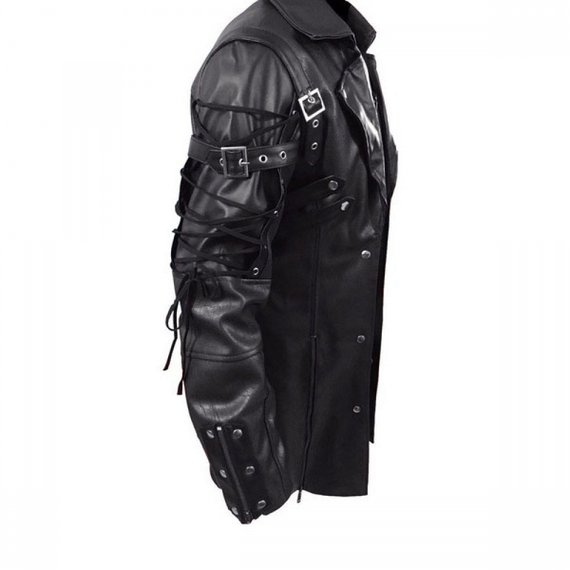 Gothic Motorcycle Biker Coat Faux Leather Jacket Overcoat