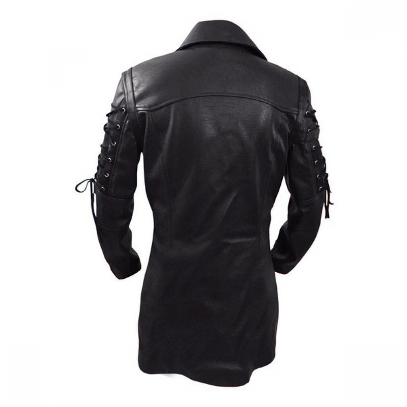 Gothic Motorcycle Biker Coat Faux Leather Jacket Overcoat