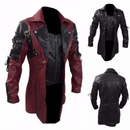 Gothic Motorcycle Biker Coat Faux Leather Jacket Overcoat - AwwwCos