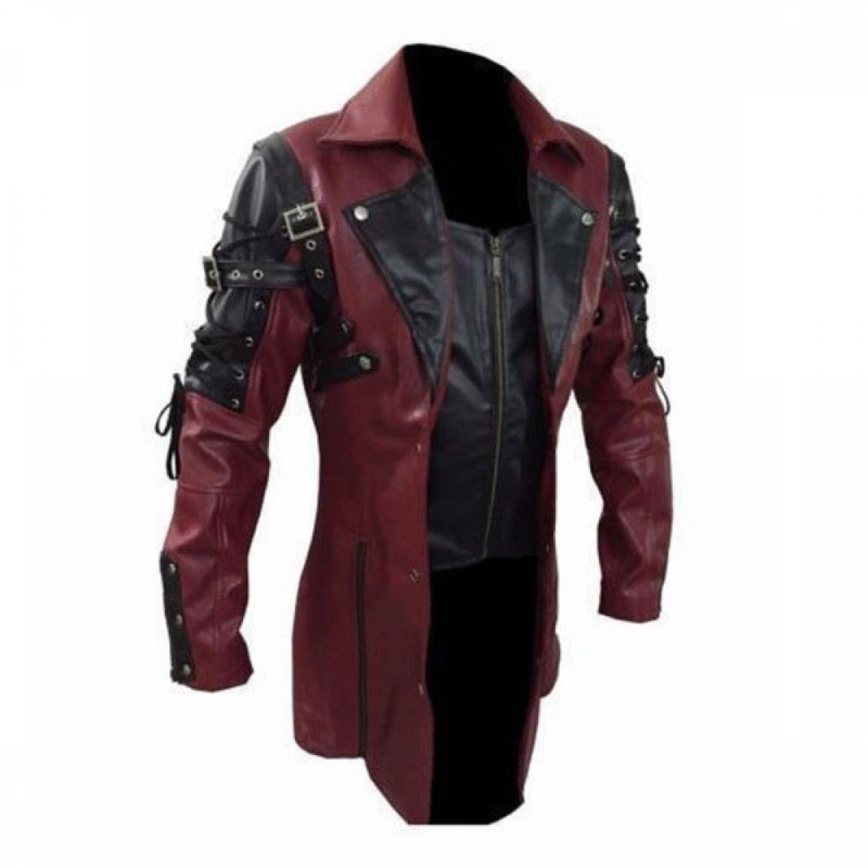Gothic Motorcycle Biker Coat Faux Leather Jacket Overcoat
