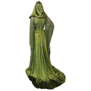 Gothic Renaissance Trumpet Sleeve Vintage Hooded Velvet Dress - AwwwCos