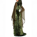 Gothic Renaissance Trumpet Sleeve Vintage Hooded Velvet Dress - AwwwCos