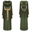 Gothic Renaissance Trumpet Sleeve Vintage Hooded Velvet Dress - AwwwCos