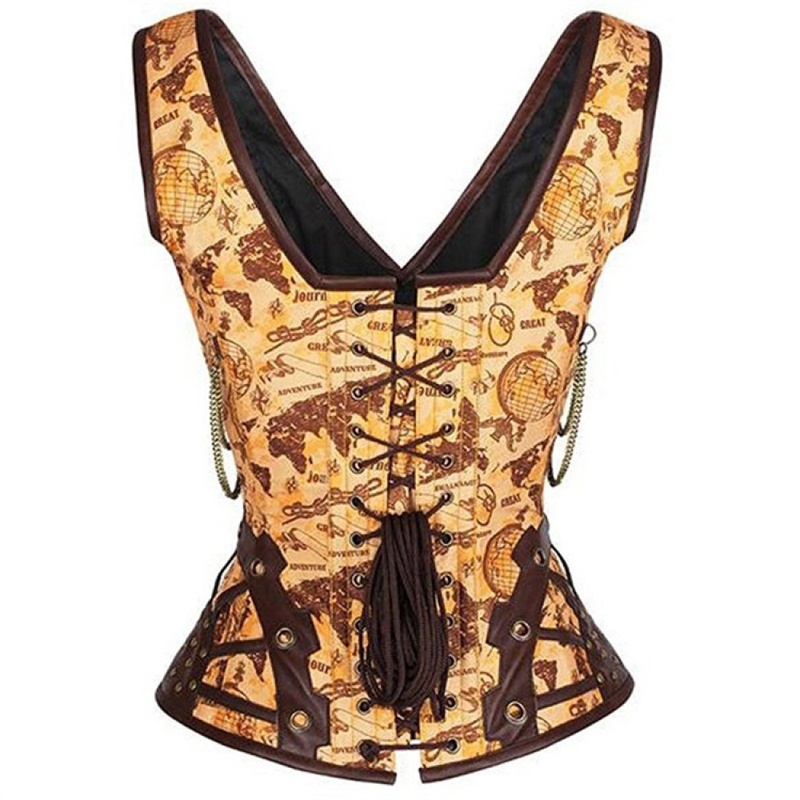 Gothic Steampunk Hourglass Body Shaper Bustier Exotic Corset Lace Up Tops
