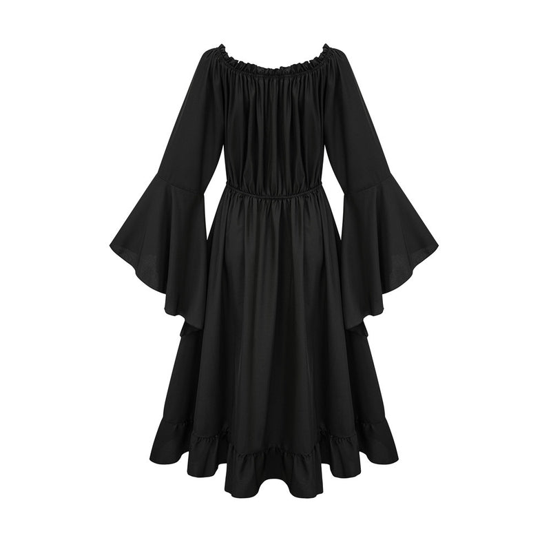 Gothic Vintage Renaissance Off Shoulder Bell Sleeve High Low Dress