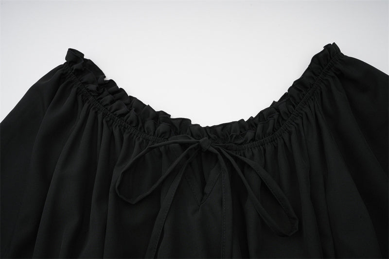 Gothic Vintage Renaissance Off Shoulder Bell Sleeve High Low Dress