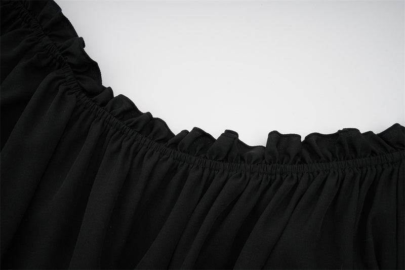 Gothic Vintage Renaissance Off Shoulder Bell Sleeve High Low Dress