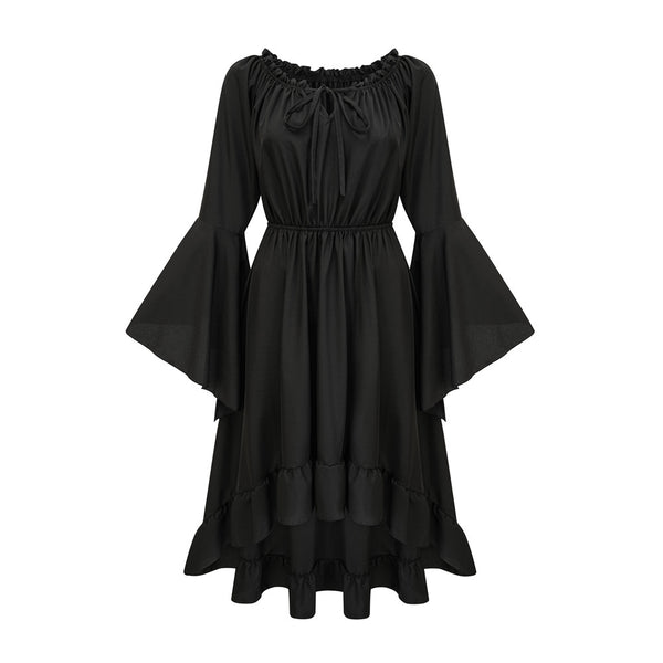 Gothic Vintage Renaissance Off Shoulder Bell Sleeve High Low Dress