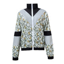 Grey Floral Color Block 2 Piece 80s Retro Hip Hop Disco Tracksuit Jacket Pants - AwwwCos