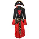 Halloween Gothic Pirate Cosplay Costume Women Dress Hat Belt - AwwwCos