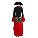 Halloween Gothic Pirate Cosplay Costume Women Dress Hat Belt - AwwwCos