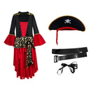 Halloween Gothic Pirate Cosplay Costume Women Dress Hat Belt - AwwwCos