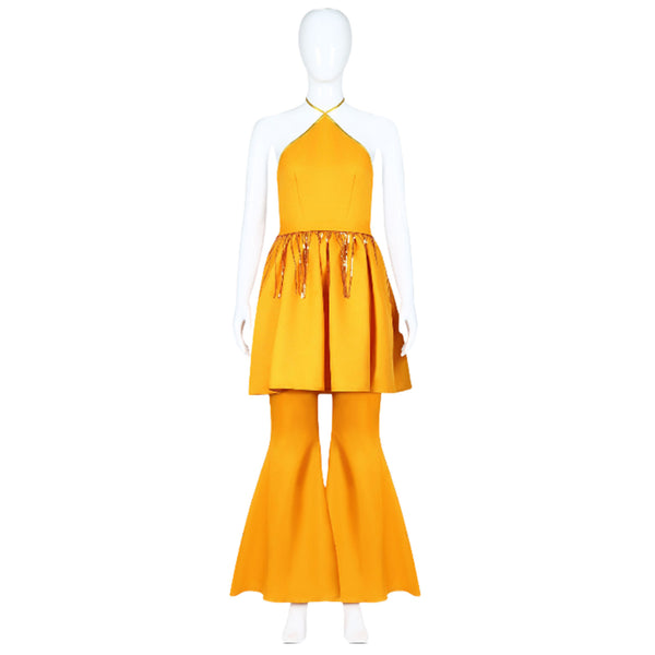 Halloween Harleen Women Quinzel Cosplay Costume Yellow Suit - AwwwCos