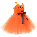 Halloween Kids Girls Pumpkin Layered Tulle Tutu Dress Headband Bag - AwwwCos