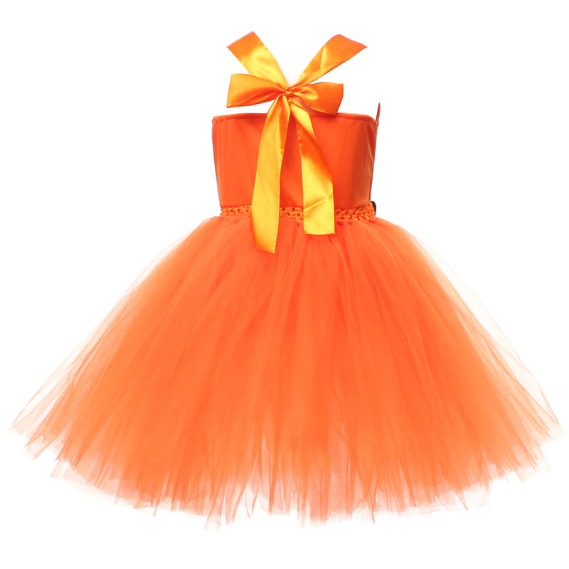 Halloween Kids Girls Pumpkin Layered Tulle Tutu Dress Headband Bag - AwwwCos