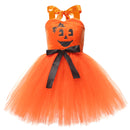 Halloween Kids Girls Pumpkin Layered Tulle Tutu Dress Headband Bag - AwwwCos