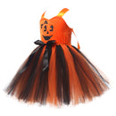 Halloween Kids Girls Pumpkin Layered Tulle Tutu Dress Headband Bag - AwwwCos