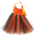 Halloween Kids Girls Pumpkin Layered Tulle Tutu Dress Headband Bag - AwwwCos