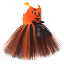 Halloween Kids Girls Pumpkin Layered Tulle Tutu Dress Headband Bag - AwwwCos