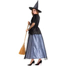 Halloween Party Women Witch Cosplay Black Hat Bell Sleeve Tullle Dress - AwwwCos