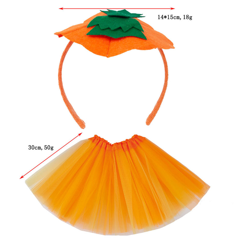 Halloween Pumpkin Cosplay Costume Headband Headwear Orange Tutus Skirt - AwwwCos
