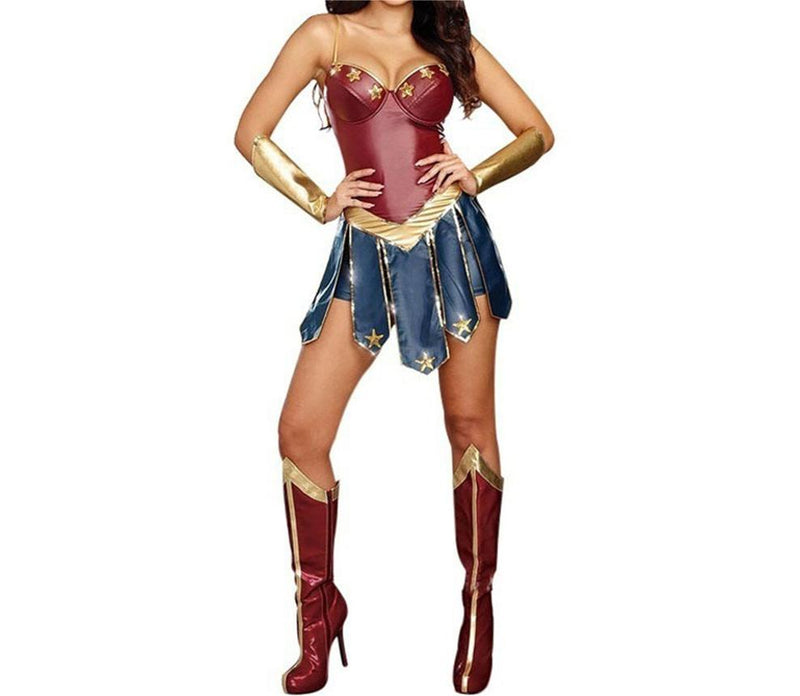 Wonder Woman Diana Cosplay Costume Superhero Adult Leather Sexy Dress Wonder Woman Diana Cosplay Costume Superhero Adult Leather Sexy Dress