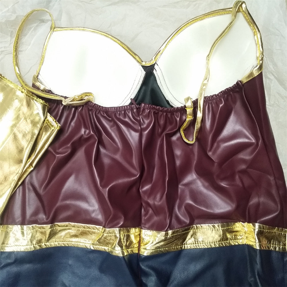 strapless open back dress Wonder Woman Diana Cosplay Costume Superhero Adult Leather Sexy Dress