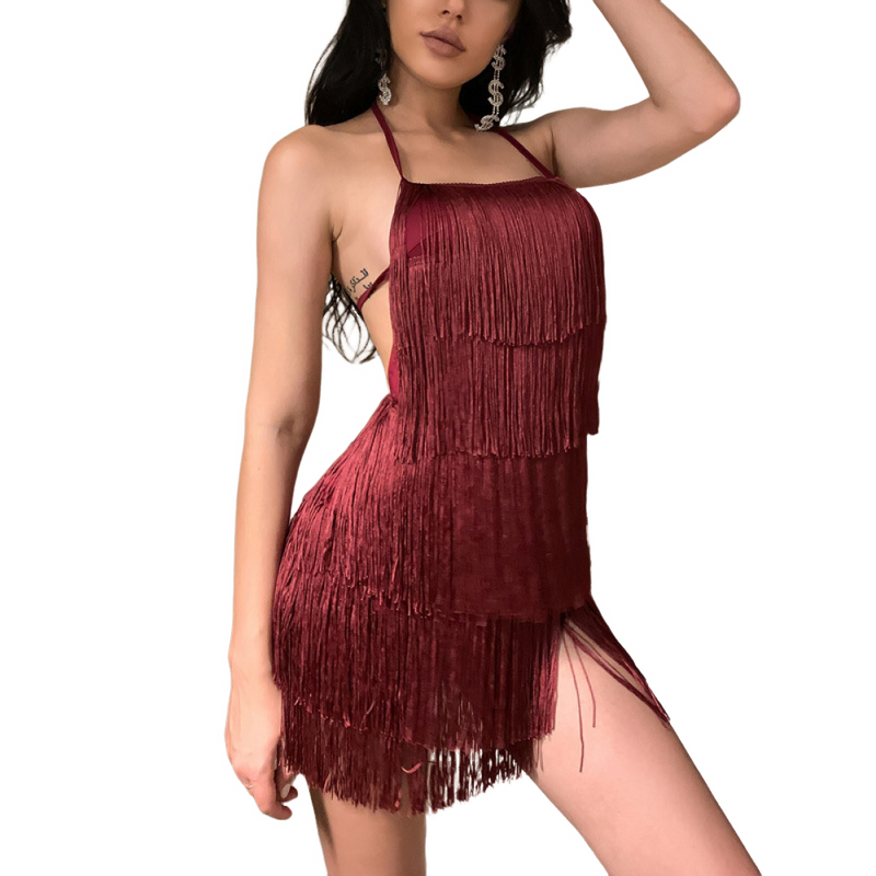 Halter Tassel Fringe Romper Backless Music Festival Club Playsuit