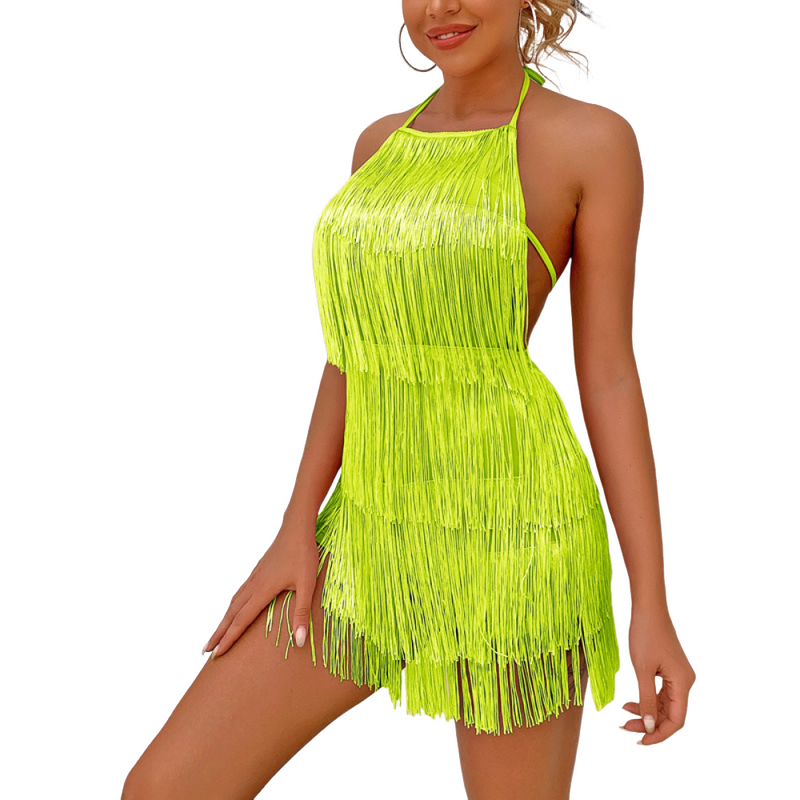 Halter Tassel Fringe Romper Backless Music Festival Club Playsuit