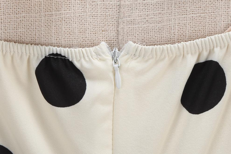 Hanging Neck Polka Dot Hepburn Style Slim Big Hemline Dress