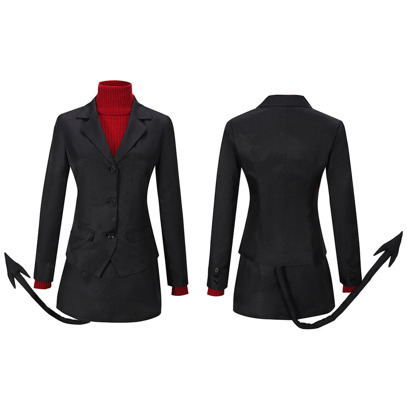 Helltaker Lustful Demon Modeus Cosplay Costume Black Suit