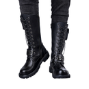 Skull Chain Lace-up Cowboy Shoes Thick-soled Martin Boots with Bag - AwwwCos