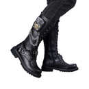 Skull Chain Lace-up Cowboy Shoes Thick-soled Martin Boots with Bag - AwwwCos