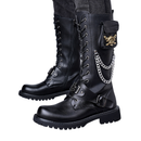 Skull Chain Lace-up Cowboy Shoes Thick-soled Martin Boots with Bag - AwwwCos