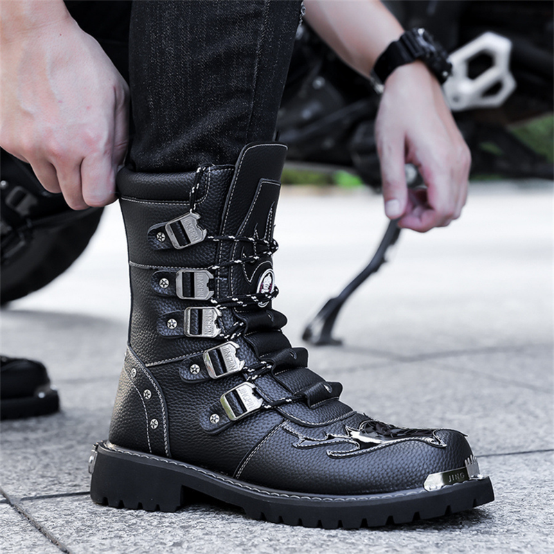 High Top British Style Shoes Workwear Knight Motorcycle Snowskin Boots