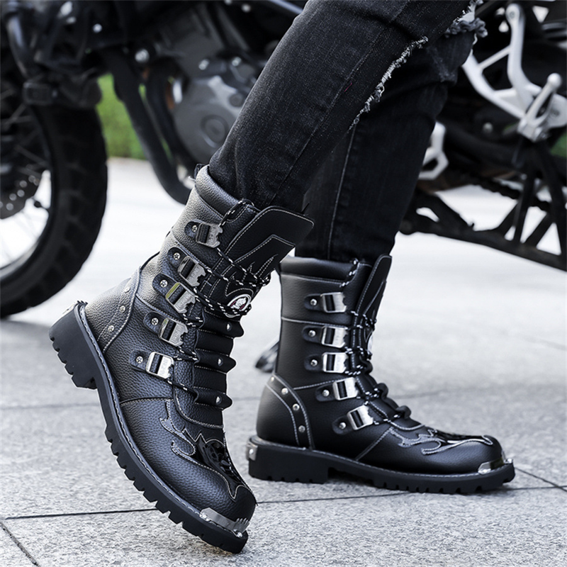 High Top British Style Shoes Workwear Knight Motorcycle Snowskin Boots