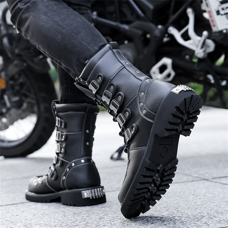 High Top British Style Shoes Workwear Knight Motorcycle Snowskin Boots
