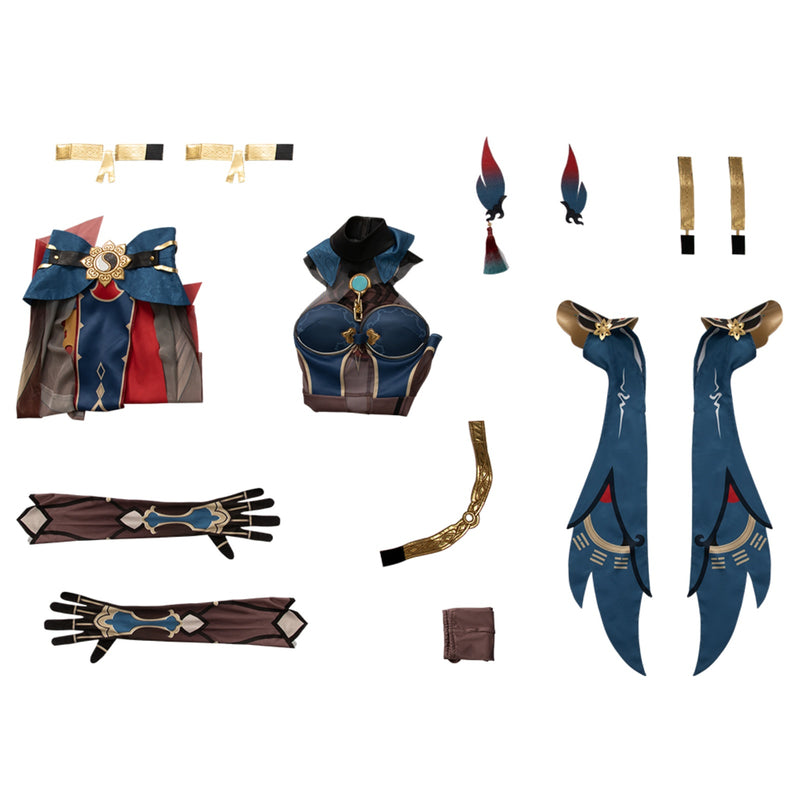 AwwwCos Honkai Star Rail Corvus Monedula Jackdaw Cosplay Costume Women Suit Uniform Halloween Outfit with Cloak