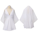 Joker 2 Harley Quinn Wedding Dress Cosplay Costume White Sexy V-Neck Frock with Headband
