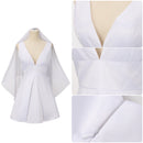 Joker 2 Harley Quinn Wedding Dress Cosplay Costume White Sexy V-Neck Frock with Headband