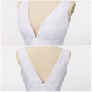 Joker 2 Harley Quinn Wedding Dress Cosplay Costume White Sexy V-Neck Frock with Headband