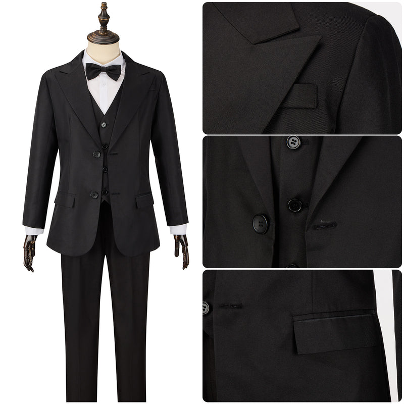 Joker 2 The Joker Black Suit Cosplay Costume Men Uniform Set Bow Tie Evening Gown Outfit