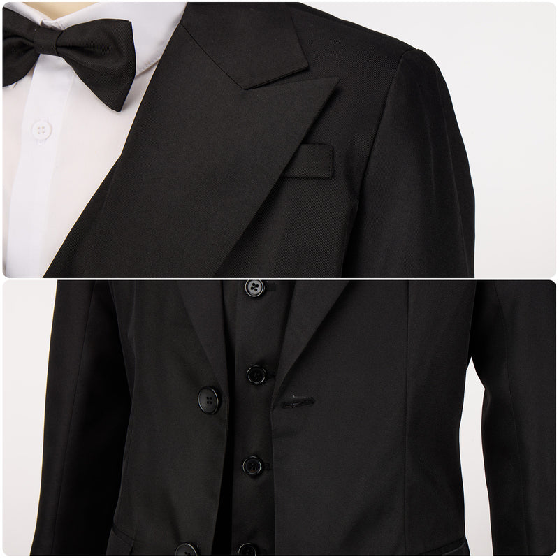 Joker 2 The Joker Black Suit Cosplay Costume Men Uniform Set Bow Tie Evening Gown Outfit